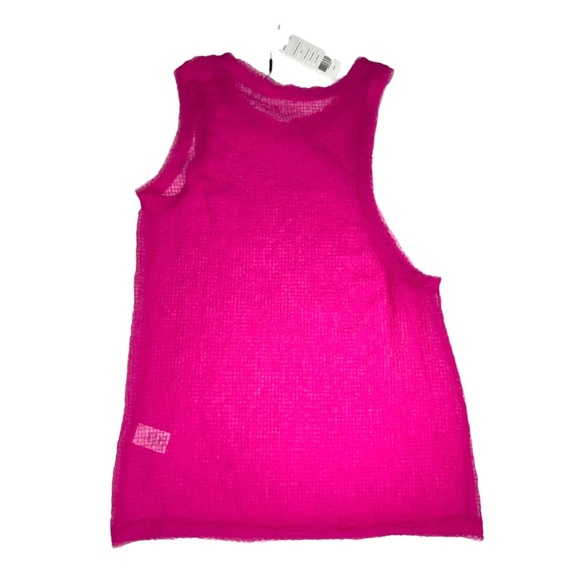 new Helmut Lang ψ Grid Chiffon Asymmetrical Top ψ Fuchsia Hot Pink ψ Large ψ - Picture 13 of 16